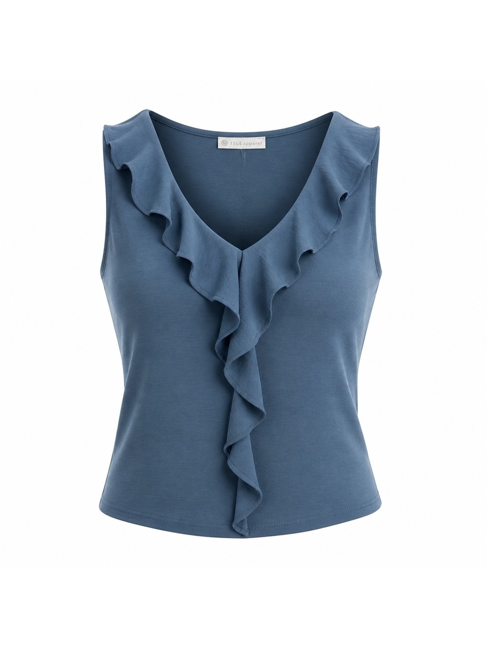 FSL Apparel Women's Ruffled V-Neck Sleeveless Top Medium Black Polyester